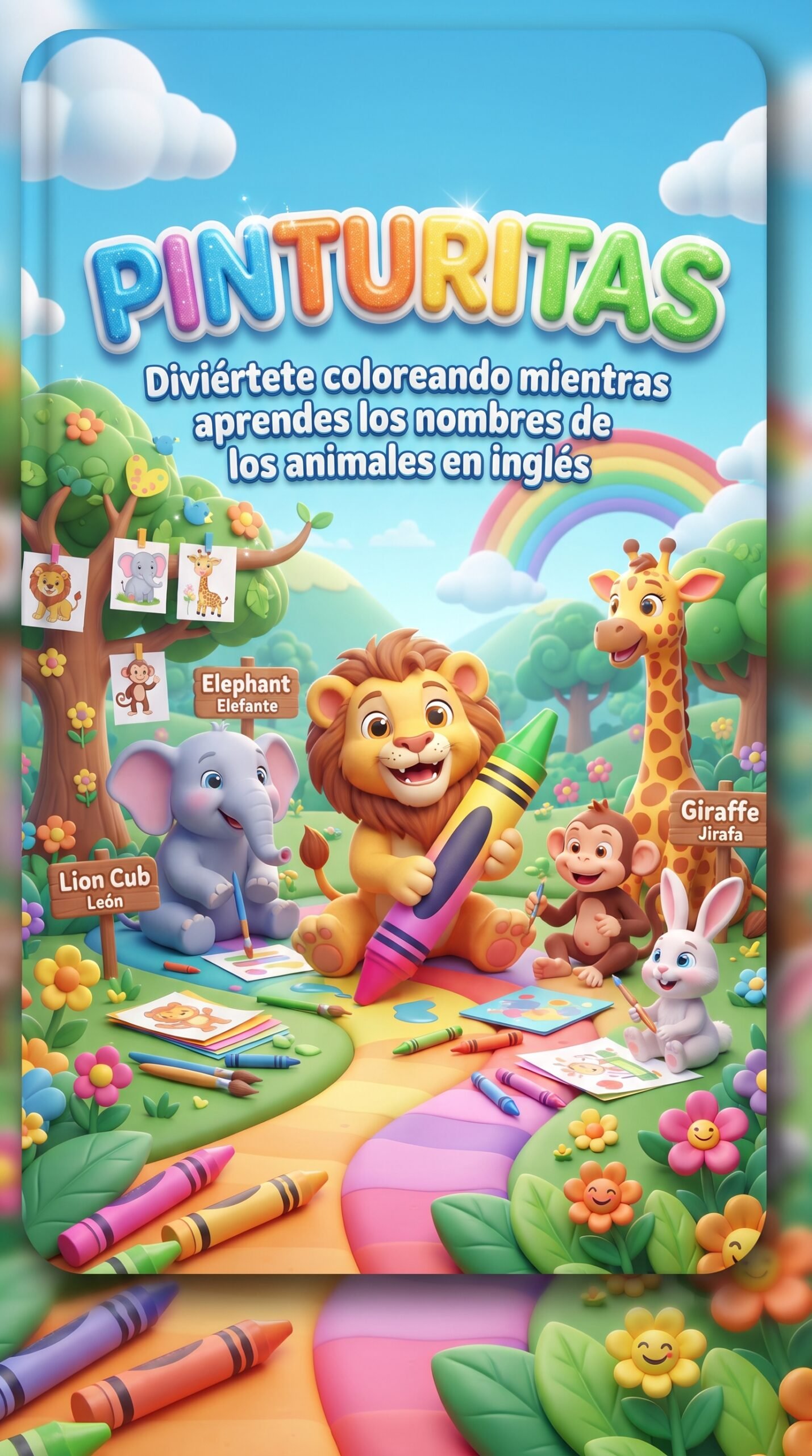 PEQUEÑOS ARTISTAS BILINGUES.- PINTURITAS: Diviértete coloreando mientras aprendes los nombres de los animales en inglés